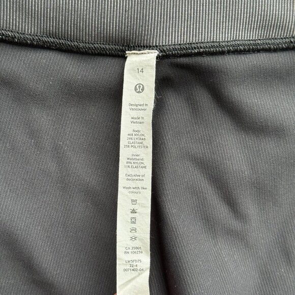 Lululemon Base Pace High Rise Tight Leggings 24" Gray Black Ribbed Sz 14 Pocket - Picture 12 of 14